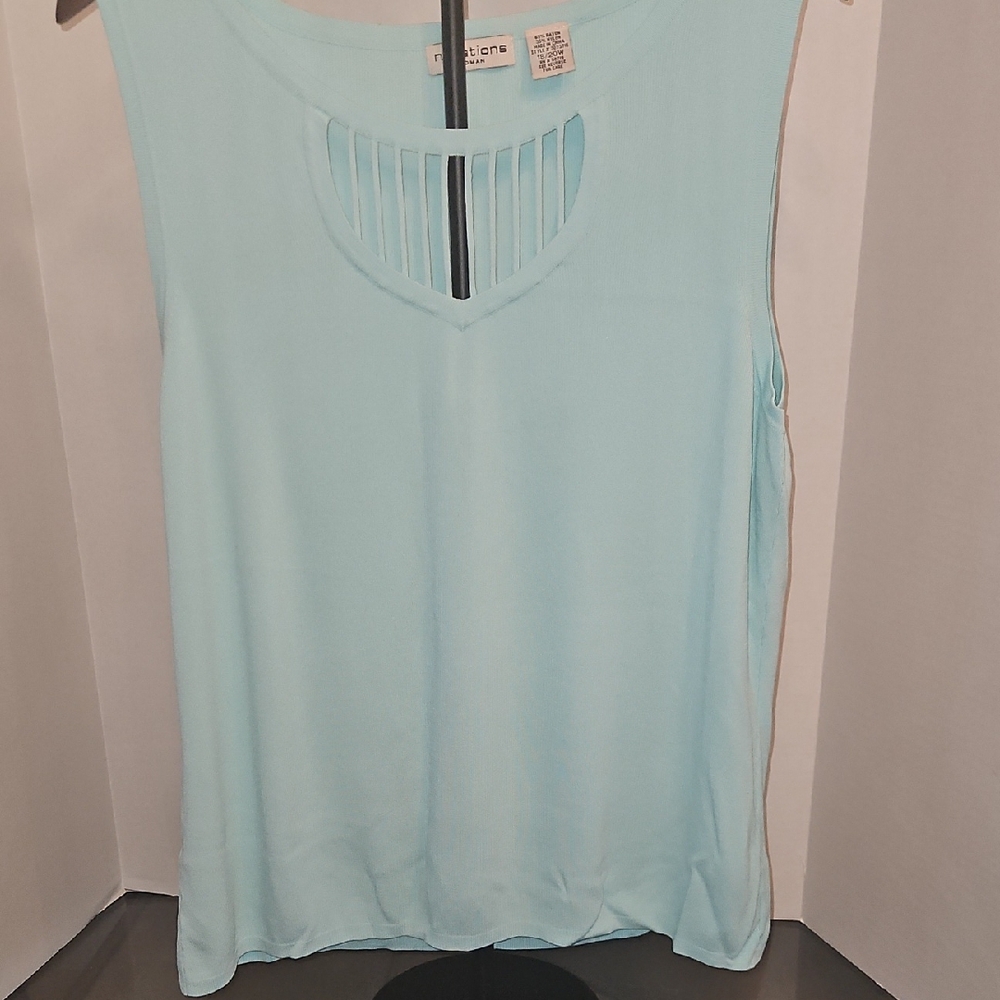Notations Light Blue Knit Cutout Tank Top